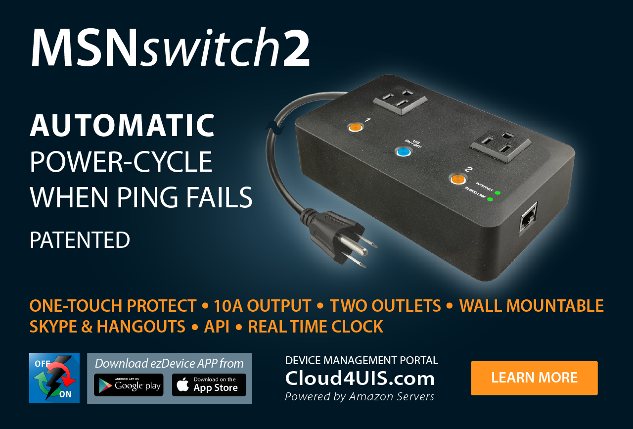 MSNSwitch Internet Enabled IP Remote Power Switch with Reboot - Control via  Smartphone App, Cloud Service, Web Browser, Skype or Hangouts - 2